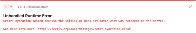 Next.js error message
